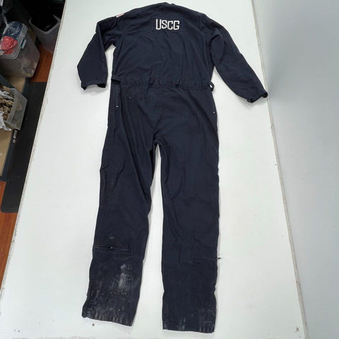 USCG Coast Guard Men's Coveralls Jumpsuit Dark Blue Uniform Patches Size XLT