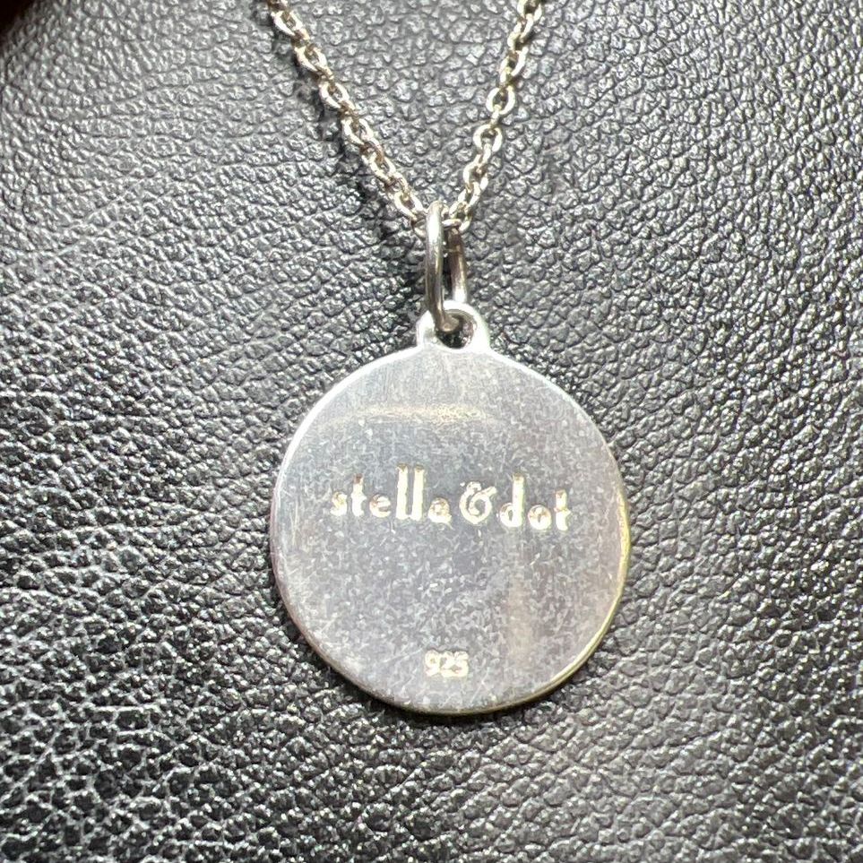 Stella & Dot Sterling Silver Letter C Circle Pendant Necklace