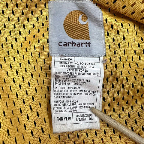 Vintage 90s Carhartt C48 Yellow Black Nylon Mesh Lined Jacket Coat Mens 2XL
