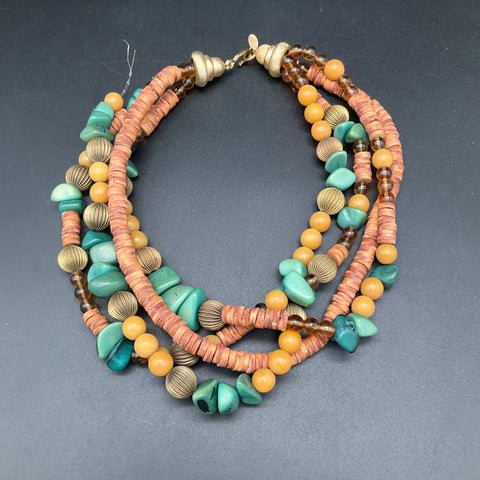 Vintage Carolyn Tanner Multi-Strand Jewelry Lot of 2 Faux Pearl Turquoise