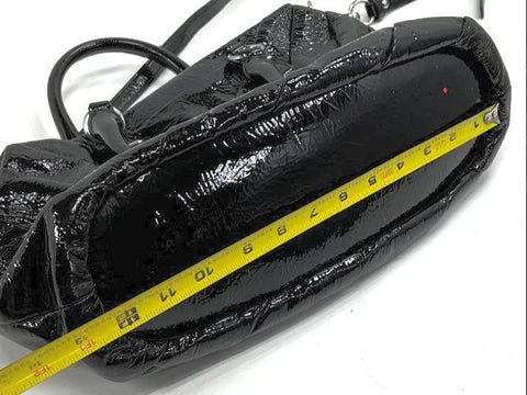 Coach Madison Sophia Satchel Black Quilted Patent Leather Silver Hardware