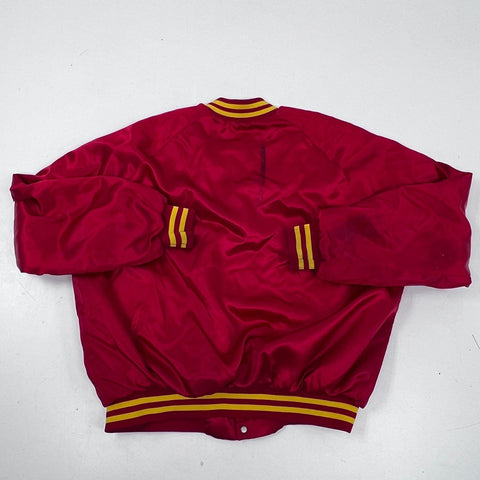 Vintage 90s Kansas City Chiefs NFL Satin Varsity Jacket Red Quilted Lined Sz XL