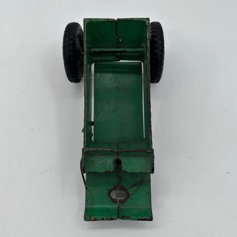 Vintage Arcade Toy Cast Iron Contractors Dump Wagon with Horse Team Green