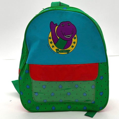 Vintage 90s Barney the Dinosaur Multicolor Stars Mini Backpack 1993 Small