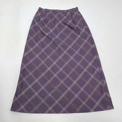 Vintage 90s Pendleton Women's Purple Plaid Wool A-Line Skirt USA Petite Sz 10