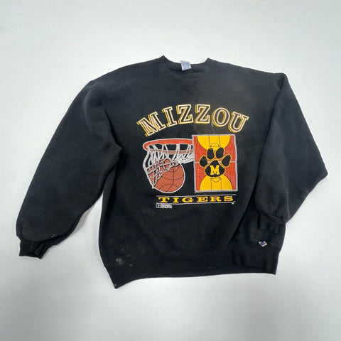 Vintage 90s Mizzou Tigers Basketball Russell Athletic Sweatshirt Made USA Sz XL