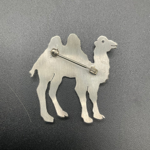 Vintage Modernist Silver Tone Metal Camel Brooch Pin Lot of 2