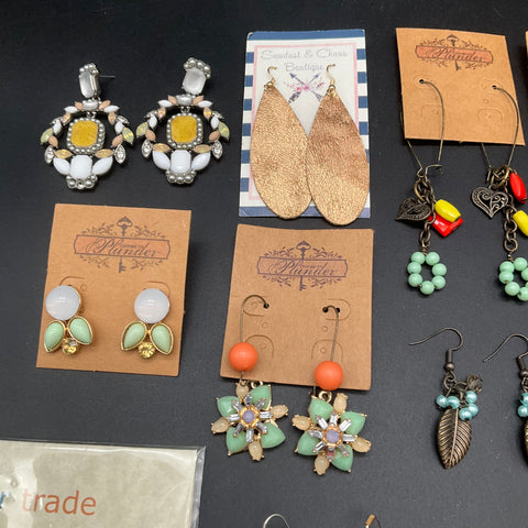 Plunder Design Fair Trade Costume Jewelry Lot 20 Pairs Dangle Stud Earrings Boho