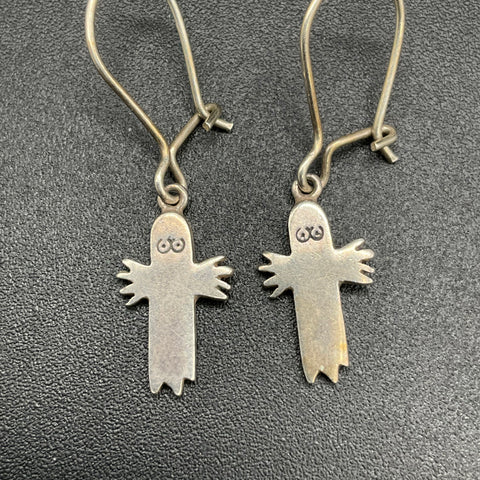 Sterling Silver 925 Moomin Hattifattener Figural Dangle Drop Earrings Signed