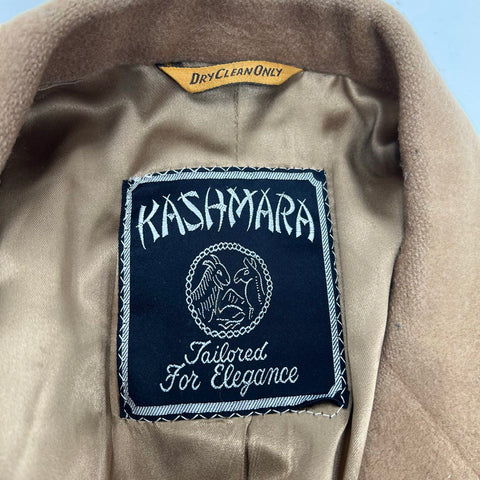 Vintage Kashmara Camel Tan Wool Cashmere Blend Overcoat Men's