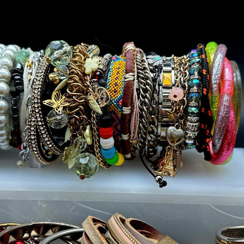 Mixed Fashion Costume Jewelry Bracelet Lot 40+ Styles Beaded Bangle Cuff Leather