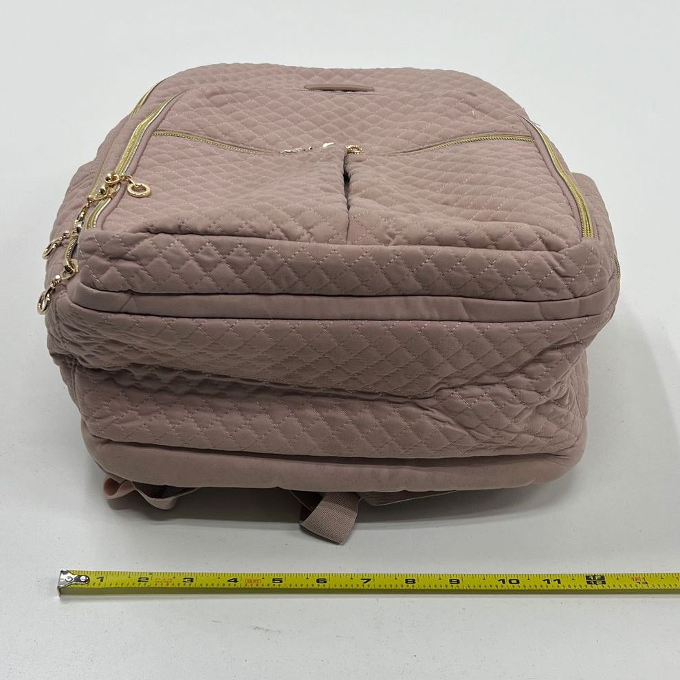 Bagsmart Dusty Pink Gold Tone Women's Quilted Laptop School Travel Backpack