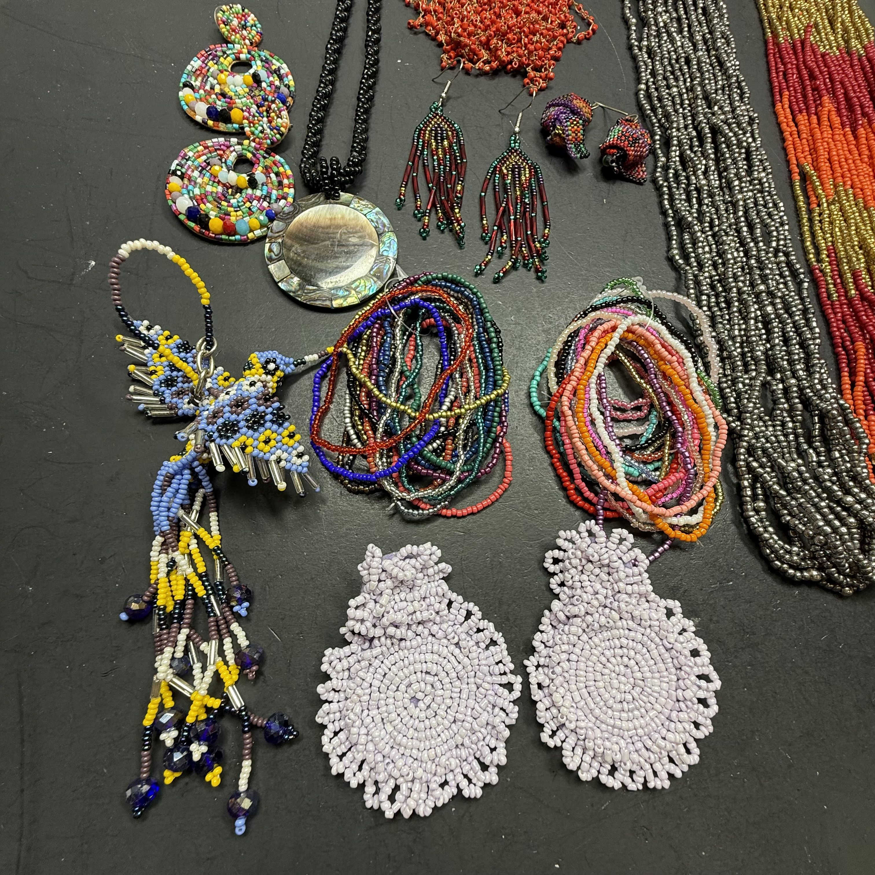 Boho Seed Bead Craft Jewelry Lot Necklaces Earrings Repurpose Assemblage AS-IS