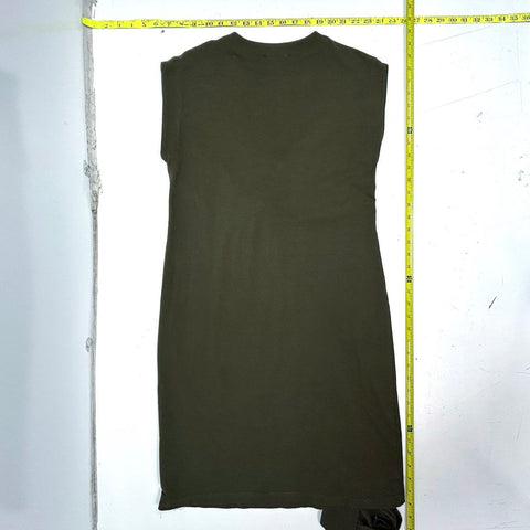 Modern Citizen Women's Midi Dress Olive Organic Cotton Sleeveless Tie Front M