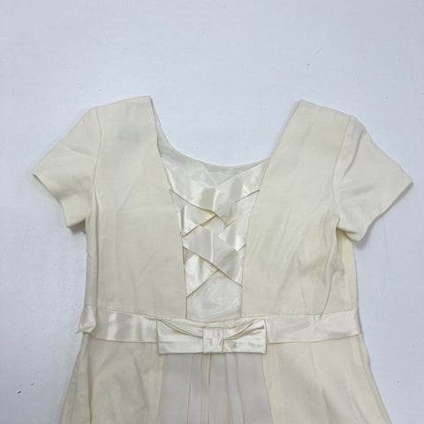 Vintage Y2K Jeffrey & Dara Cream Lattice Back Maxi Evening Gown Dress Womens 8