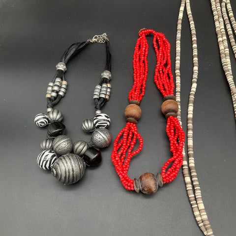 Bohemian Coastal Tribal Necklace Jewelry Lot of 7 Shell Beaded Statement Pieces