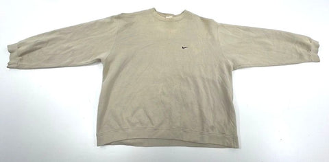 Vintage 90s Nike Men's Crewneck Sweatshirt Beige Embroidered Swoosh Sz XXL