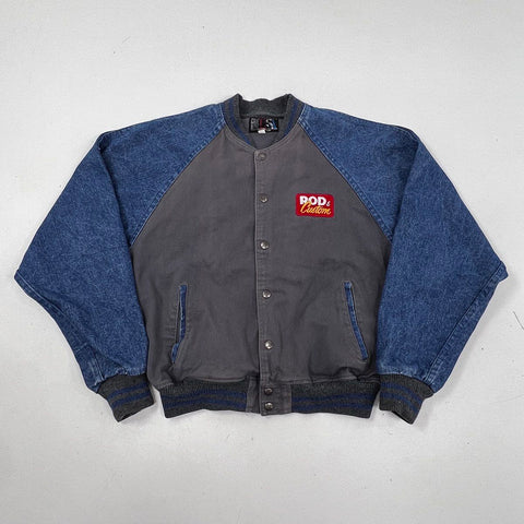 Vintage 1996 Rod & Custom AmeriCruise Tour Denim Varsity Jacket Made USA Sz XL