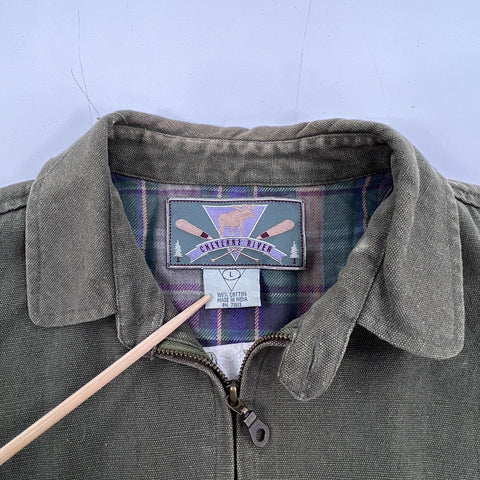 Vintage 90s Cheyenne River Cotton Canvas Shamrock Stables Ranch Jacket Sz L