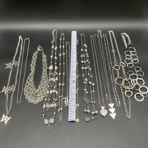 Vintage to Modern Silver Tone Fashion Necklace Jewelry Lot 13pc Butterfly Bib