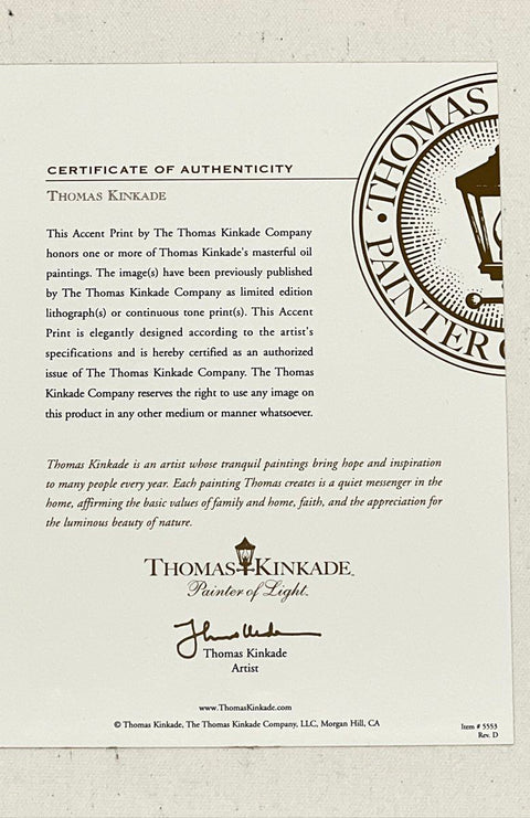 Thomas Kinkade Accent Print Garden Religious Landscape 14x14 Signed COA