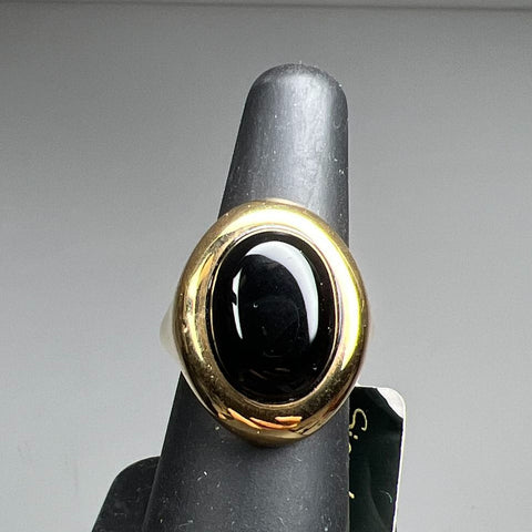 14K Gold Plate Onyx Ring NWT Size 7 4g