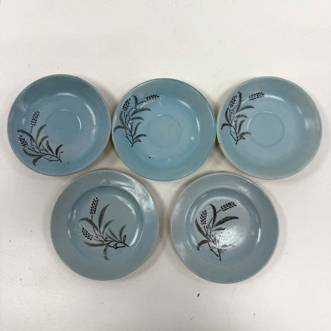 Vintage Grantcrest Japan Child's Tea Set Wheat Pattern 7pc Blue Porcelain