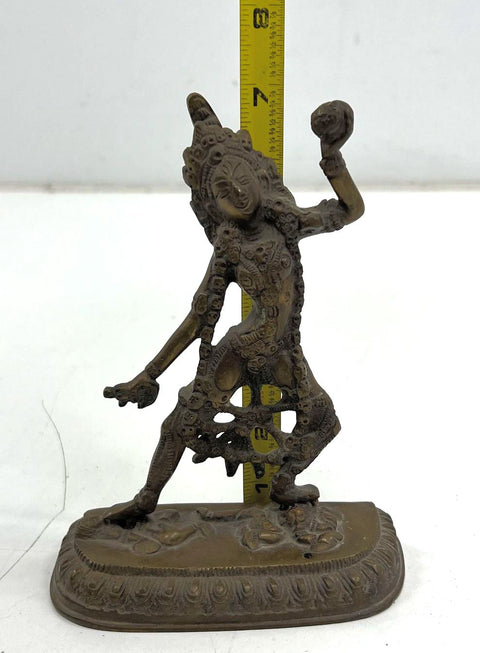 Vintage Tibetan Bronze Vajrayogini Statue 6" Buddhist Deity Figure Himalayan Art