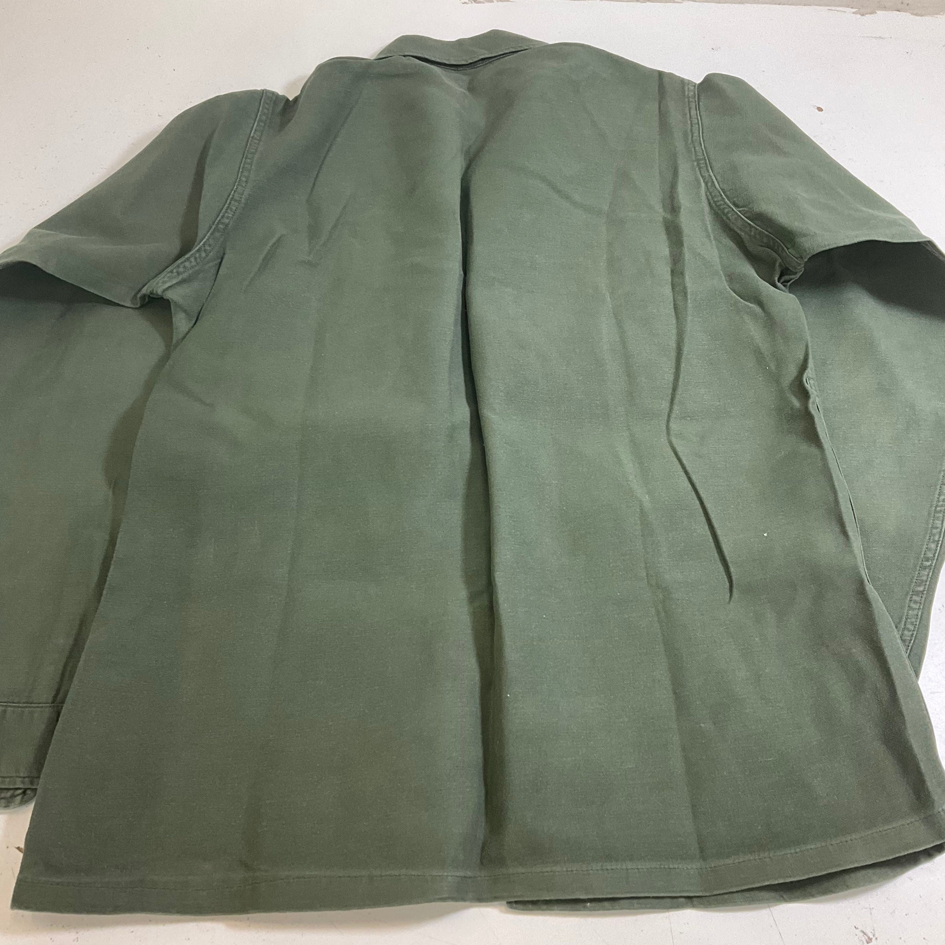 Vintage 60s US Army OG-107 Cotton Sateen Field Shirt Vietnam Era Mens M 15.5x35