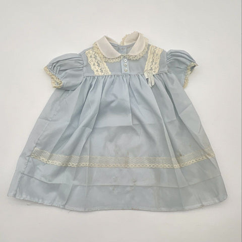 Vintage Style Doll Baby Dress Lot 4 Pieces Blue Pink Lace Mesh Prints
