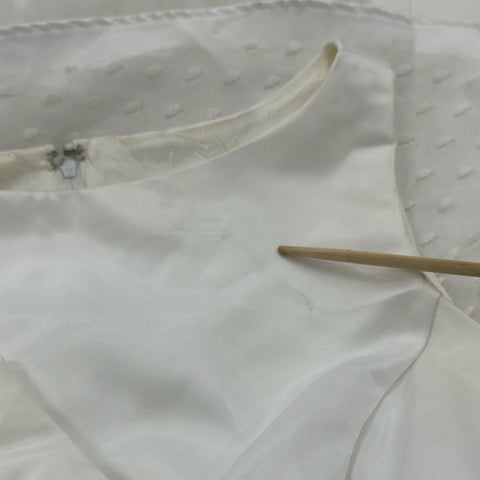 Vintage 80s Gunne Sax Women's White Satin Swiss Dot Tulle Mini Dress Sz 9/10