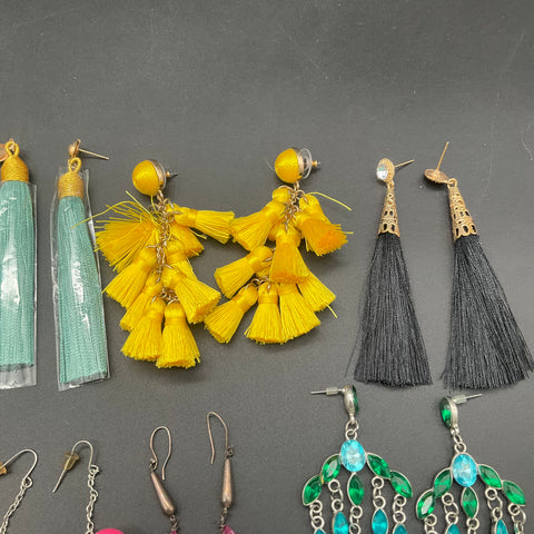 Fashion Statement Earrings Jewelry Lot of 18 Pairs Tassel Beaded Boho Drop