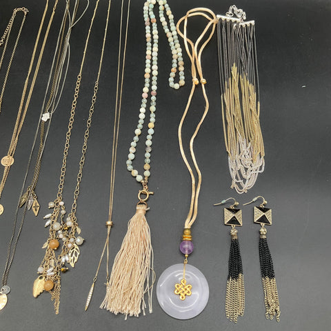 Chico's & Inspirational Wearable Jewelry Lot 12 Necklaces Earrings Tassels