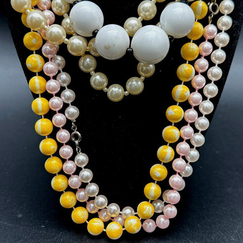Vintage to Modern Beaded Necklace Lot 12 Pcs Floral Rose Faux Pearl Costume