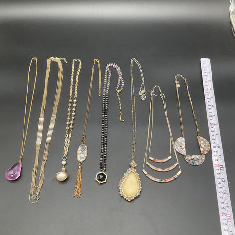Fashion Costume Jewelry Lot of 8 Necklaces Gold Tone Pendants Faux Pearl Resin