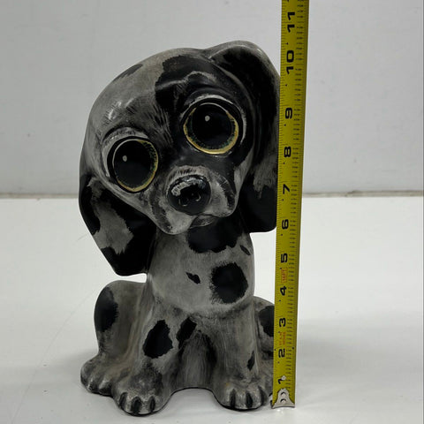 Vintage Big Eyes Dog Puppy Figurine Statue Ceramic Hand-Painted 11 Inch