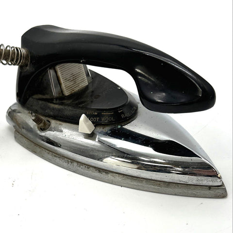 Vintage General Electric HF37 Chrome Electric Iron Steam Dry GE 1950s With Rest