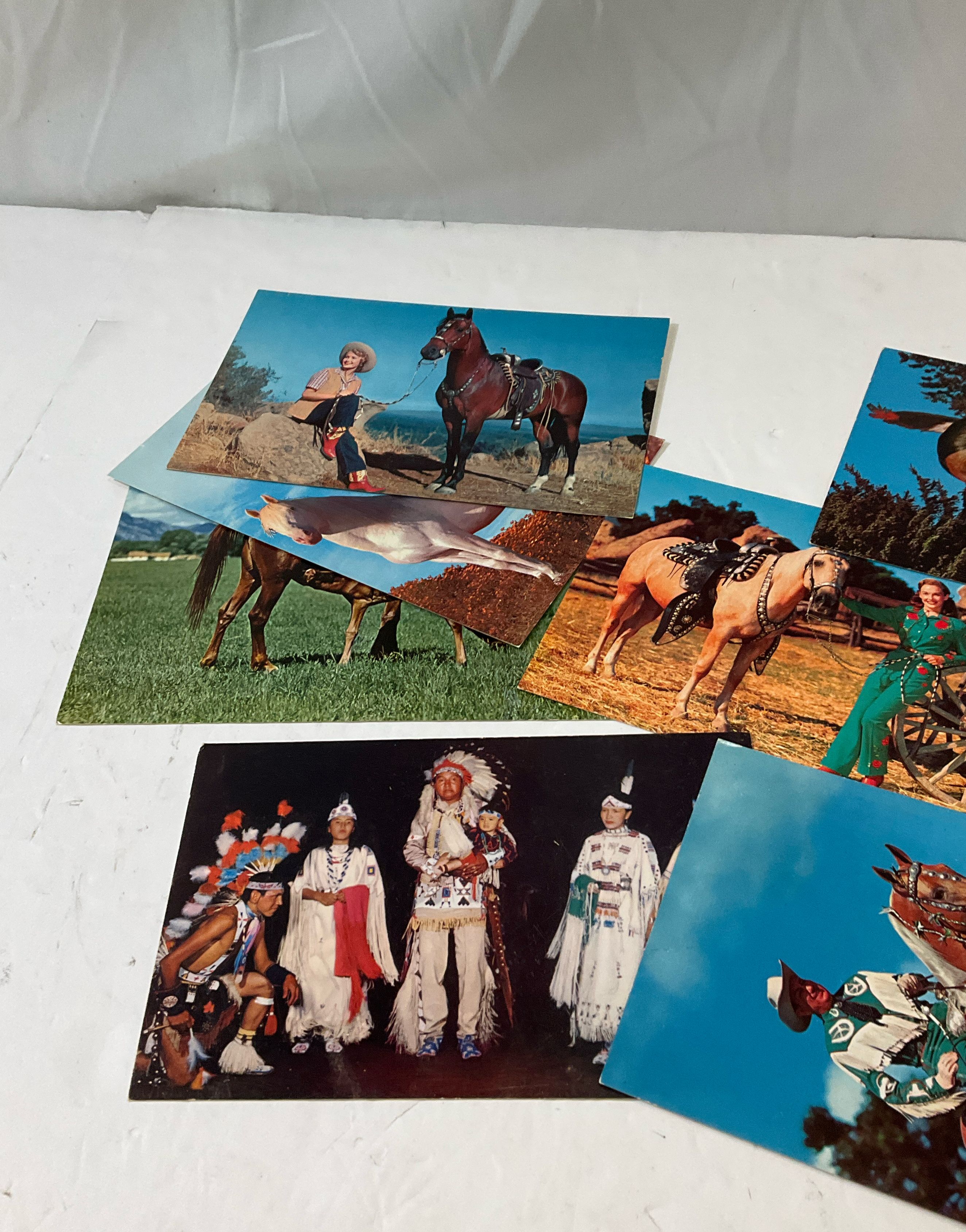 Lot Of Vintage Western Postcards Cowboy Cowgirl Horses Native Americans Unused