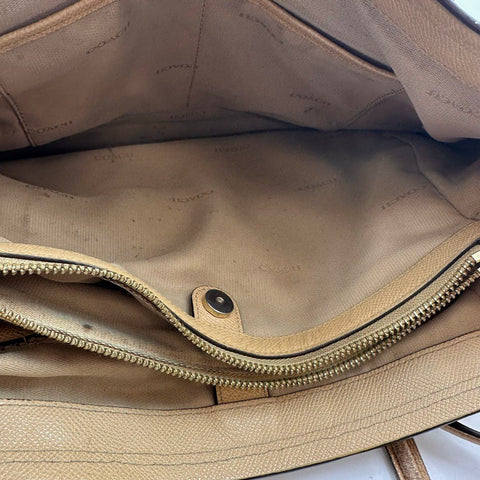 Coach Taupe Pebbled Leather Lexy Shoulder Bag Tote Gold Hardware