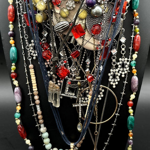Wearable Jewelry Lot of 30+ Boho Retro Necklaces Pendants Beads Tassel Owl