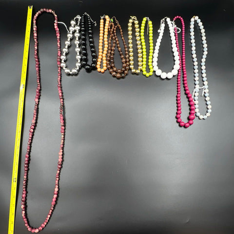 Vintage Style Beaded Necklace Statement Jewelry Lot 11pc Chunky Faux Pearl