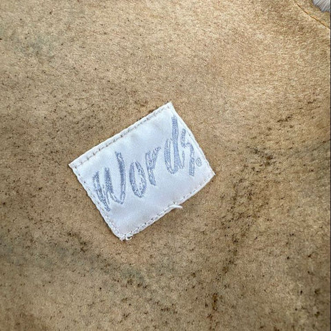 Vintage 90s Words Women's Tan Hooded Leather Suede Faux Fur Lined Coat Sz S