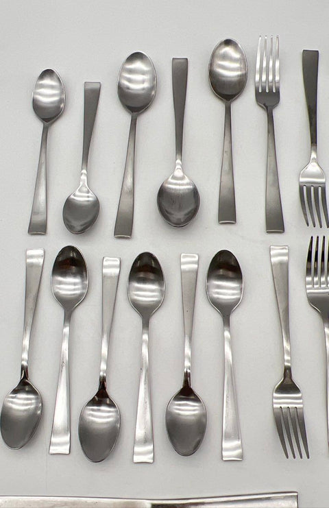 Cambridge Stainless Steel Flatware 37pc Set Service for 7 Modern Square Handle