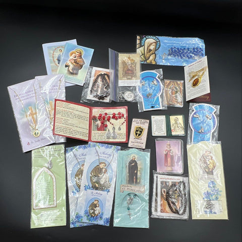 Catholic Religious Devotional Lot 23 Pieces Rosaries Medals Cards St. Anthony