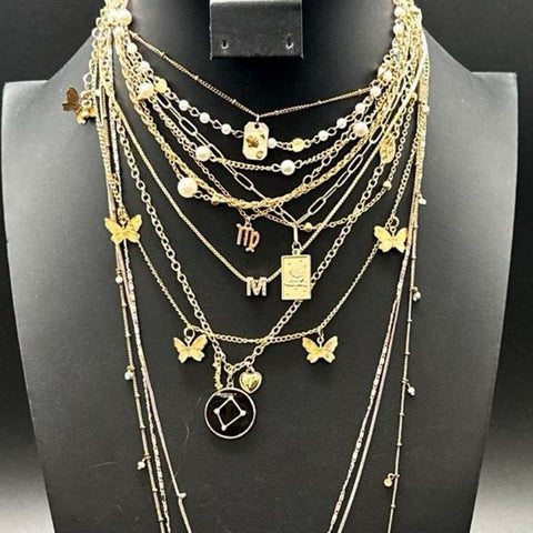 Gold Tone Celestial Butterfly Faux Pearl Fashion Jewelry Necklaces Lot of 12