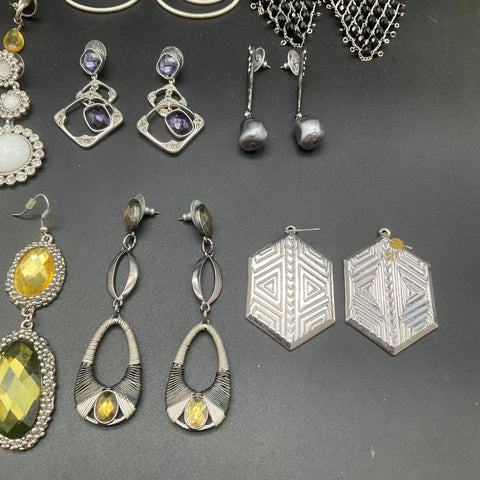 Boho Modern Costume Earrings Lot 16 Pairs Geometric Statement Drop Stud