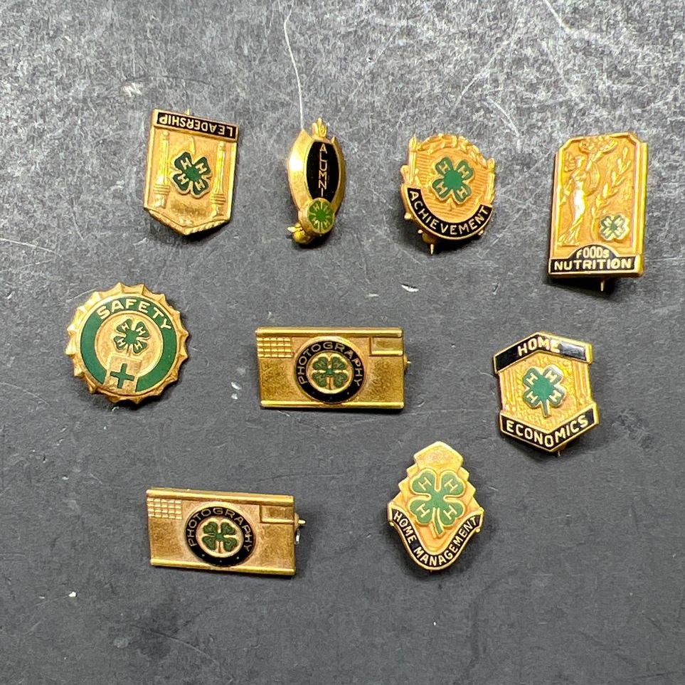 Vintage 1/20 10K Gold Filled 4 H Club Achievement Pins