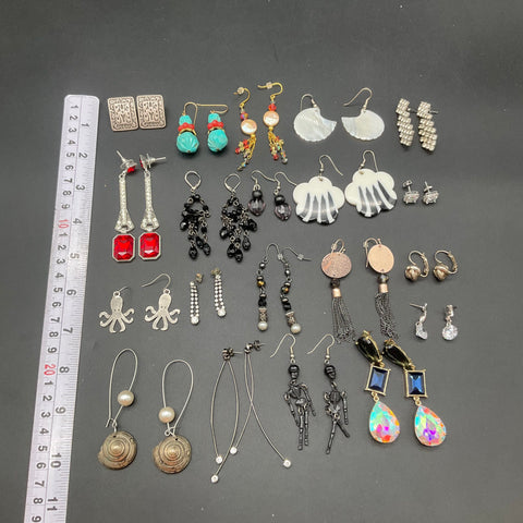 Vintage and Modern Fashion Earrings Jewelry Lot 20 Pairs Rhinestone Dangle Studs