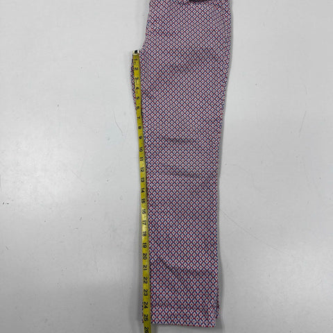 Tory Burch Women's Red Blue Geometric Straight Leg Pants Size 26