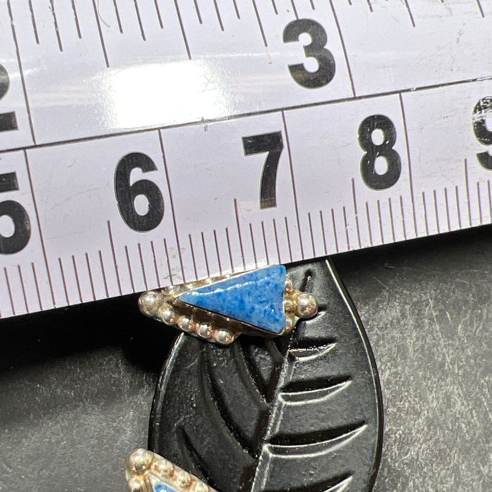 Sterling Silver Triangle Blue Turquoise Earrings 1.24g